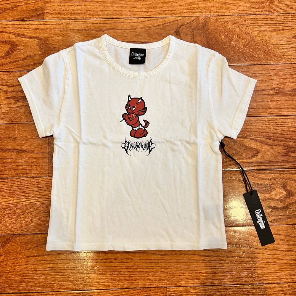 Civil Regime Lil devil cropped t shirt size x large women’s NEW WITH TAGS